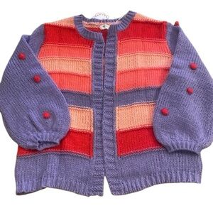 Umgee Womens Colorful Cardigan Sweater Oversized Fun Lively Purple Red New Small